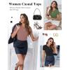 Ekouaer Women Short Sleeve Shirts Lightweight Basic Tops Ribbed Knit Outfit Tees Crew Neck T-Shirts Work Out Blouse(Black/Dirty Pink/Army Green)