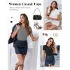 Ekouaer Women Short Sleeve Shirts Lightweight Basic Tops Ribbed Knit Outfit Tees Crew Neck T-Shirts Work Out Blouse(Black/Light Grey/White)