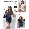 Ekouaer Women Short Sleeve Shirts Lightweight Basic Tops Ribbed Knit Outfit Tees Crew Neck T-Shirts Work Out Blouse(Black/White/Dark Blue)