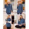Ekouaer Womens 3 Packs Maternity Shirts Long Sleeve Side Ruched Pregnancy Tee Workout Top Tunic Blouse Mama Clothes(3pcs- Black + White + Blue)