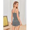 Ekouaer Womens Cami Pajama Sets 2 Piece Ribbed Knit PJs Soft Lingerie Sleeveless Tank Top and Shorts Camisole Lounge Set(Light Grey)