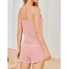 Ekouaer Womens Cami Pajama Sets 2 Piece Ribbed Knit PJs Soft Lingerie Sleeveless Tank Top and Shorts Camisole Lounge Set(Light Pink)