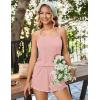 Ekouaer Womens Cami Pajama Sets 2 Piece Ribbed Knit PJs Soft Lingerie Sleeveless Tank Top and Shorts Camisole Lounge Set(Light Pink)