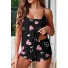 Ekouaer Womens Cami Pajama Sets Soft Shorts Lingerie Set Camisole 2 Piece Cami Shorts Pj Nightwear(Black Heart)