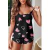 Ekouaer Womens Cami Pajama Sets Soft Shorts Lingerie Set Camisole 2 Piece Cami Shorts Pj Nightwear(Black Heart)