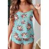 Ekouaer Womens Cami Pajama Sets Soft Shorts Lingerie Set Camisole 2 Piece Cami Shorts Pj Nightwear(Green Floral)