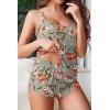 Ekouaer Womens Cami Pajama Sets Soft Shorts Lingerie Set Camisole 2 Piece Cami Shorts Pj Nightwear(Grey Floral)
