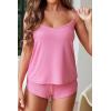 Ekouaer Womens Cami Pajama Sets Soft Shorts Lingerie Set Camisole 2 Piece Cami Shorts Pj Nightwear(Hot Pink)