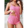 Ekouaer Womens Cami Pajama Sets Soft Shorts Lingerie Set Camisole 2 Piece Cami Shorts Pj Nightwear(Hot Pink)