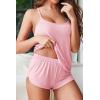 Ekouaer Womens Cami Pajama Sets Soft Shorts Lingerie Set Camisole 2 Piece Cami Shorts Pj Nightwear(Pink)