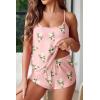 Ekouaer Womens Cami Pajama Sets Soft Shorts Lingerie Set Camisole 2 Piece Cami Shorts Pj Nightwear(Pink Floral)