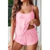 Ekouaer Womens Cami Pajama Sets Soft Shorts Lingerie Set Camisole 2 Piece Cami Shorts Pj Nightwear(Pink Heart)