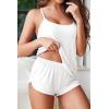 Ekouaer Womens Cami Pajama Sets Soft Shorts Lingerie Set Camisole 2 Piece Cami Shorts Pj Nightwear(White)