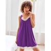 Ekouaer Women’s Nightgown V-neck Chemise Sleepwear Lace Nightwear Soft Lingerie for Women(Aubergine Purple)