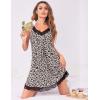Ekouaer Women’s Nightgown V-neck Chemise Sleepwear Lace Nightwear Soft Lingerie for Women(Black Leopard Print)