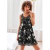 Ekouaer Women’s Nightgown V-neck Chemise Sleepwear Lace Nightwear Soft Lingerie for Women(Black Moon Print)
