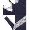 Ekouaer Women’s Nightgown V-neck Chemise Sleepwear Lace Nightwear Soft Lingerie for Women(Navy Blue)