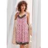 Ekouaer Women’s Nightgown V-neck Chemise Sleepwear Lace Nightwear Soft Lingerie for Women(Pink Leopard Print)