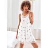 Ekouaer Women’s Nightgown V-neck Chemise Sleepwear Lace Nightwear Soft Lingerie for Women(White Cherry Print)