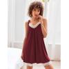 Ekouaer Women’s Nightgown V-neck Chemise Sleepwear Lace Nightwear Soft Lingerie for Women(Wine Red)