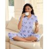 Ekouaer Women’s Pajama Set 2 Piece Short Sleeve Capri Pj Sets V Neck Loungewear Sleepwear with Pockets S-3XL(Butterfly)