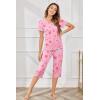 Ekouaer Women’s Pajama Set 2 Piece Short Sleeve Capri Pj Sets V Neck Loungewear Sleepwear with Pockets S-3XL(Donut)