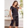 Ekouaer Women’s Pajama Set 2 Piece Short Sleeve Capri Pj Sets V Neck Loungewear Sleepwear with Pockets S-3XL(Flamingo)