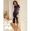 Ekouaer Women’s Pajama Set 2 Piece Short Sleeve Capri Pj Sets V Neck Loungewear Sleepwear with Pockets S-3XL(Flamingo)