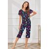 Ekouaer Women’s Pajama Set 2 Piece Short Sleeve Capri Pj Sets V Neck Loungewear Sleepwear with Pockets S-3XL(Little Animal)