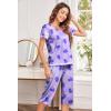 Ekouaer Women’s Pajama Set 2 Piece Short Sleeve Capri Pj Sets V Neck Loungewear Sleepwear with Pockets S-3XL(Little Dinosaurs)
