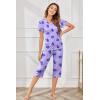 Ekouaer Women’s Pajama Set 2 Piece Short Sleeve Capri Pj Sets V Neck Loungewear Sleepwear with Pockets S-3XL(Little Dinosaurs)