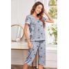 Ekouaer Women’s Pajama Set 2 Piece Short Sleeve Capri Pj Sets V Neck Loungewear Sleepwear with Pockets S-3XL(Little Owls)