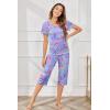 Ekouaer Women’s Pajama Set 2 Piece Short Sleeve Capri Pj Sets V Neck Loungewear Sleepwear with Pockets S-3XL(Mermaid)