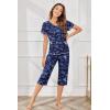 Ekouaer Women’s Pajama Set 2 Piece Short Sleeve Capri Pj Sets V Neck Loungewear Sleepwear with Pockets S-3XL(Navy Alien)