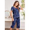 Ekouaer Women’s Pajama Set 2 Piece Short Sleeve Capri Pj Sets V Neck Loungewear Sleepwear with Pockets S-3XL(Navy Alien)