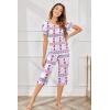Ekouaer Women’s Pajama Set 2 Piece Short Sleeve Capri Pj Sets V Neck Loungewear Sleepwear with Pockets S-3XL(Pentagram Flower)
