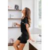 Ekouaer Womens Pajama Set Ribbed Knit Soft Shorts Pjs Summer Sleepwear Two Piece Casual Lounge Sets with Drawstring & Pockets(Black)