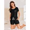 Ekouaer Womens Pajama Set Ribbed Knit Soft Shorts Pjs Summer Sleepwear Two Piece Casual Lounge Sets with Drawstring & Pockets(Black)