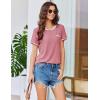 Ekouaer Womens Pajama Set Ribbed Knit Soft Shorts Pjs Summer Sleepwear Two Piece Casual Lounge Sets with Drawstring & Pockets(Dark Pink)