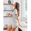 Ekouaer Womens Pajama Set Ribbed Knit Soft Shorts Pjs Summer Sleepwear Two Piece Casual Lounge Sets with Drawstring & Pockets(Light Gray)