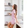 Ekouaer Womens Pajama Set Ribbed Knit Soft Shorts Pjs Summer Sleepwear Two Piece Casual Lounge Sets with Drawstring & Pockets(Pink)