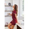 Ekouaer Womens Pajama Set Ribbed Knit Soft Shorts Pjs Summer Sleepwear Two Piece Casual Lounge Sets with Drawstring & Pockets(Wine Red)