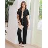 Ekouaer Women’s Pajama Sets Button Down Loungewear Short Sleeve Sleepwear 2 Piece Pants Pjs Set with Pockets S-XXL(Black)