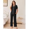 Ekouaer Women’s Pajama Sets Button Down Loungewear Short Sleeve Sleepwear 2 Piece Pants Pjs Set with Pockets S-XXL(Black)