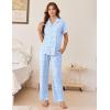 Ekouaer Women’s Pajama Sets Button Down Loungewear Short Sleeve Sleepwear 2 Piece Pants Pjs Set with Pockets S-XXL(Blue Curve)