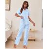Ekouaer Women’s Pajama Sets Button Down Loungewear Short Sleeve Sleepwear 2 Piece Pants Pjs Set with Pockets S-XXL(Blue Curve)