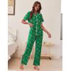 Ekouaer Women’s Pajama Sets Button Down Loungewear Short Sleeve Sleepwear 2 Piece Pants Pjs Set with Pockets S-XXL(Christmas Green Candy Canes)