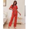 Ekouaer Women’s Pajama Sets Button Down Loungewear Short Sleeve Sleepwear 2 Piece Pants Pjs Set with Pockets S-XXL(Christmas Red Gingerbread Man)