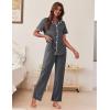 Ekouaer Women’s Pajama Sets Button Down Loungewear Short Sleeve Sleepwear 2 Piece Pants Pjs Set with Pockets S-XXL(Dark Gray)