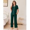 Ekouaer Women’s Pajama Sets Button Down Loungewear Short Sleeve Sleepwear 2 Piece Pants Pjs Set with Pockets S-XXL(Lake Green)
